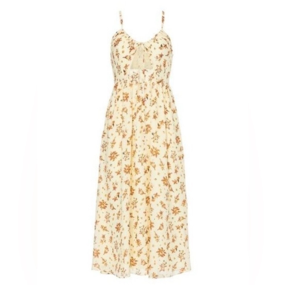 New Madewell Soren Sol Silk Floral Cutout Midi Summer Dress Size 14